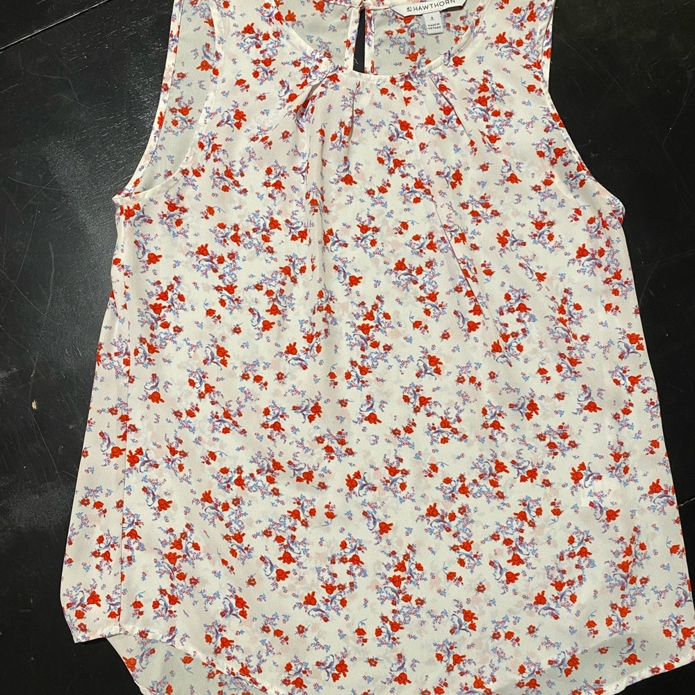 Scotch & Soda Floral Print Sleeveless Blouse - Red and Purple on Cream